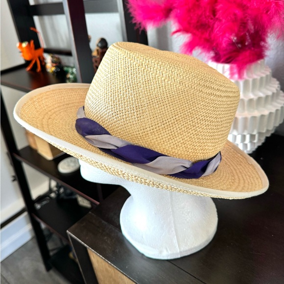 Brooks Brothers Straw Fedora Purple Ribbon Band main image 8